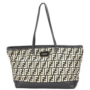 Fendi FENDI shoulder bag tote Zucca canvas black x beige ladies 8BH185